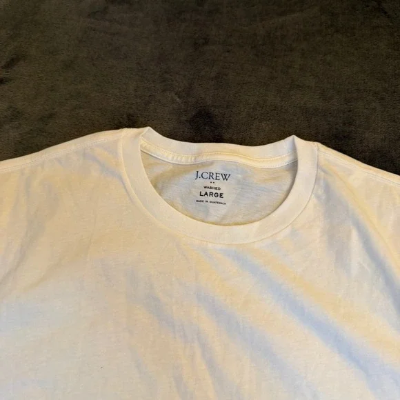 J Crew Washed Long Sleeve T Shirt Mens Large White Cotton Crew Neck Casual - Picture 2 of 9